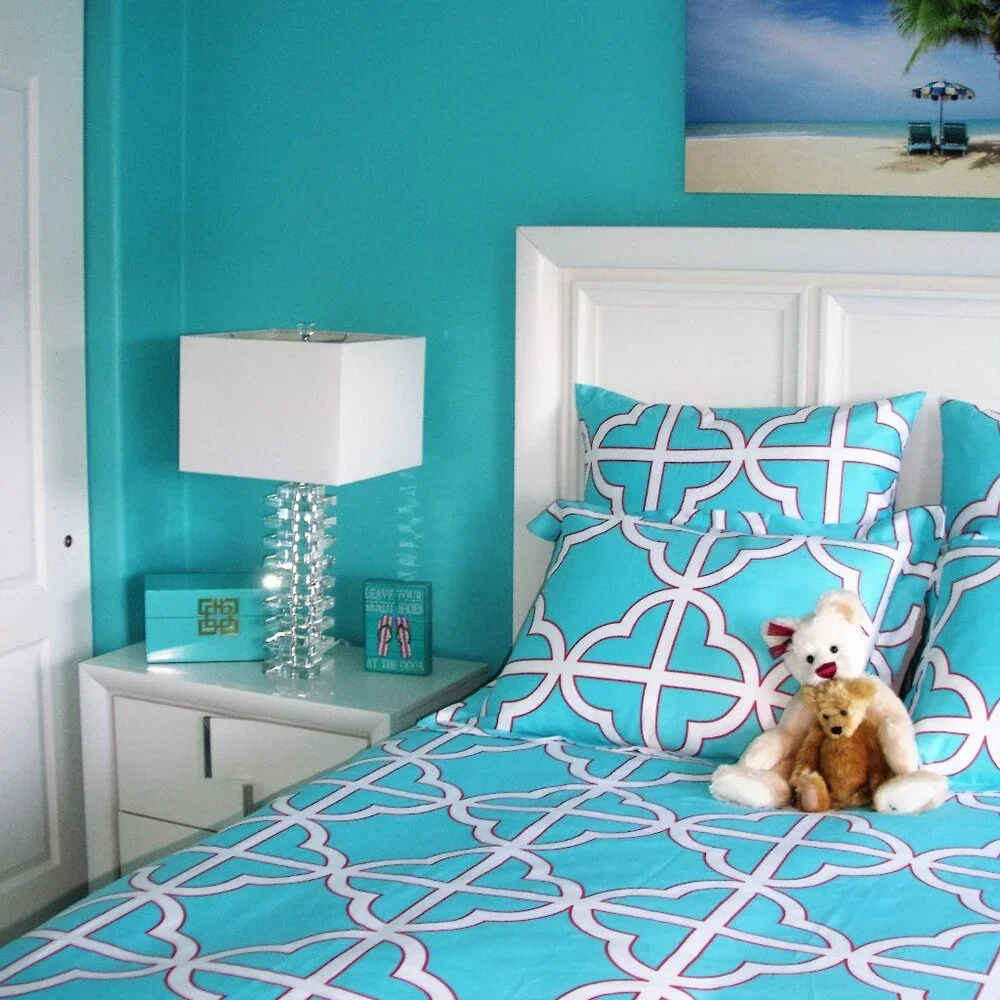 Z GALLERIE KING SIZE MARSEILLES TURQUOISE PRINT DUVET COVER BRAND NEW RARE